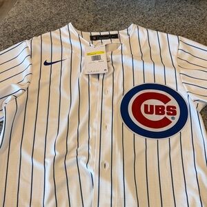 Nike White and Blue Cubs Jersey